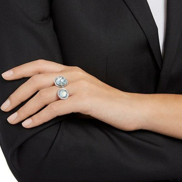Swarovski Except Double Ring Moonlight Crystal Size 7 BNIB $149 Perfect Gift - Picture 2 of 3